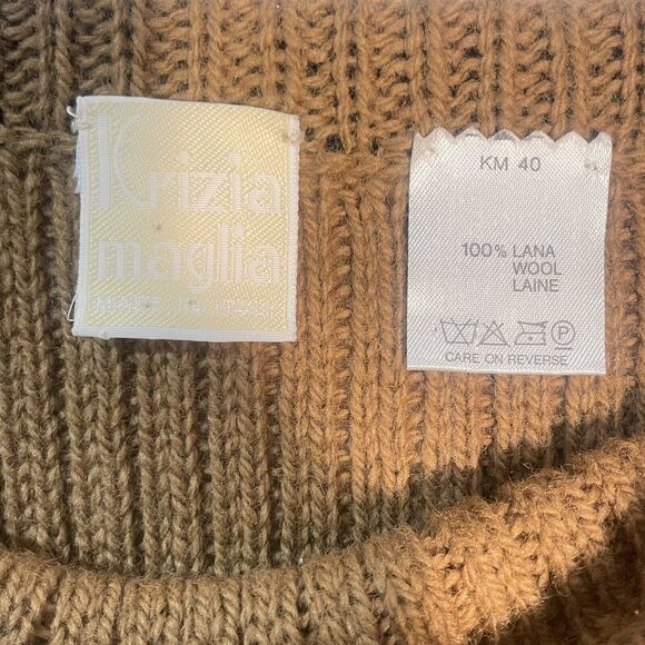 VTG Womens Krizia Maglia caramel 100% Wool knit fall skirt Italy 40 - Picture 7 of 8
